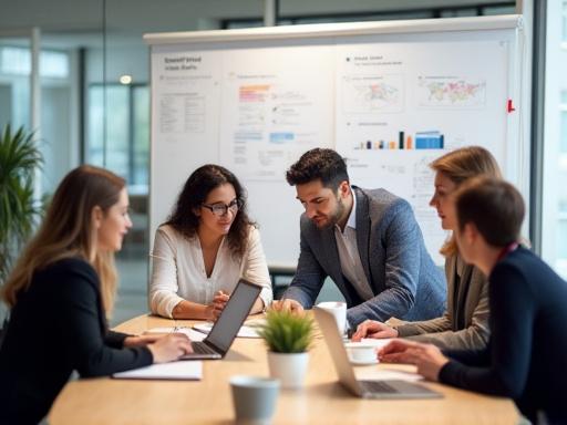 Teammitglieder arbeiten gemeinsam an einem Projekt