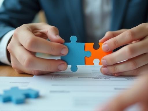 Hände halten Puzzles zusammen, symbolisiert Strategieentwicklung